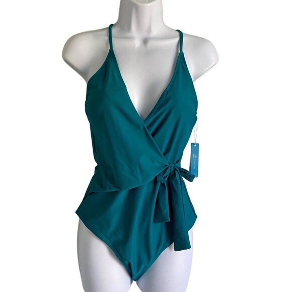 Cupshe Green One Piece Swimsuit Knot Tie Women's Medium NEW NWT - Picture 2 of 9